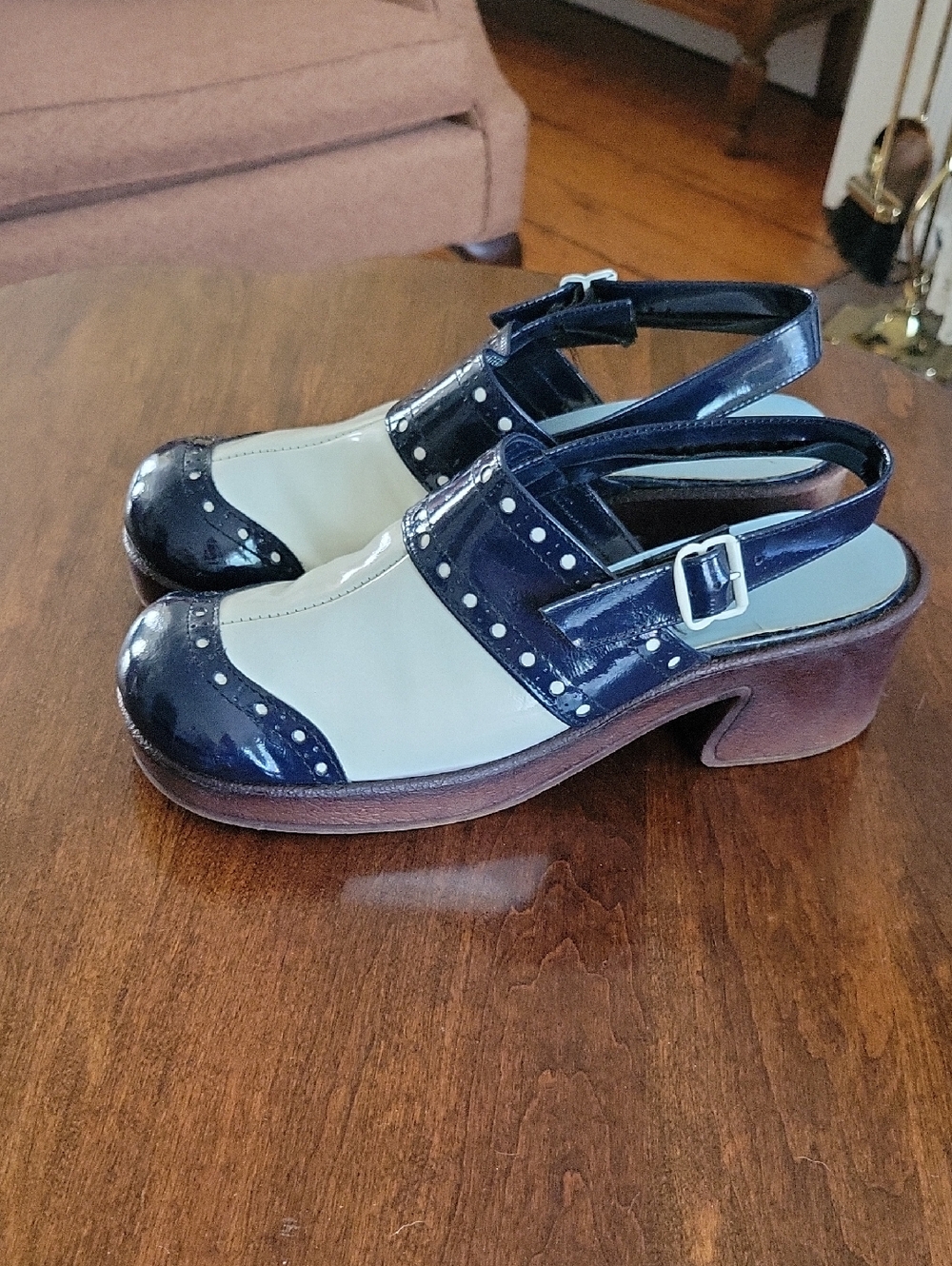 60's Blue Star Slingback Clogs
